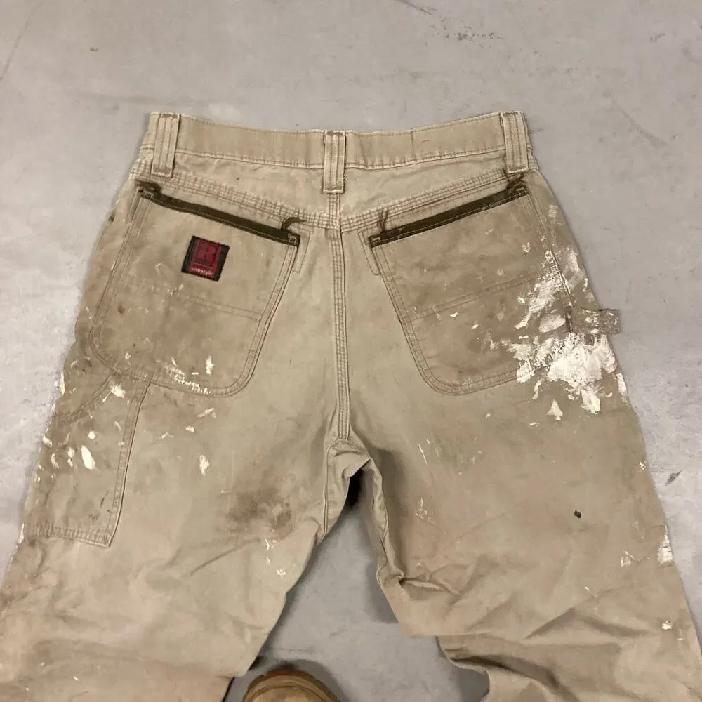 vintage baggy thrashed wrangler riggs cargo pants 33x31